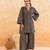 Teal blue brown striped cotton kurta set