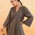 Teal blue brown striped cotton kurta set