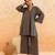 Teal blue brown striped cotton kurta set