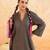 Teal blue brown striped cotton kurta set