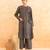 Teal blue brown striped cotton kurta set