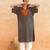 Teal blue brown embroidered cotton kurta set