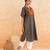 Teal blue brown embroidered cotton kurta set