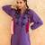 Deep purple embroidered cotton kurta set