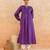 Purple striped embroidered cotton kurta set