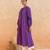 Purple striped embroidered cotton kurta set