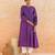 Purple striped embroidered cotton kurta set