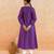 Purple striped embroidered cotton kurta set