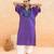 Indigo purple striped embroidered cotton kurta set