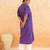 Indigo purple striped embroidered cotton kurta set