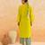 Lemon yellow embroidered cotton kurta set