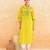 Lemon yellow embroidered cotton kurta set