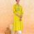 Lemon yellow embroidered cotton kurta set