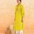 Lemon yellow embroidered cotton kurta set
