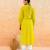 Lemon yellow embroidered cotton kurta set