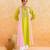 Lemon yellow pink embroidered cotton kurta set