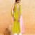 Lemon yellow pink embroidered cotton kurta set