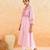 Baby pink embroidered cotton kurta set