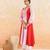 Pink red embroidered cotton kurta set
