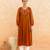 Rust brown embroidered cotton kurta set