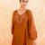 Rust brown embroidered cotton kurta set