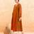 Rust brown embroidered cotton kurta set