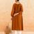 Rust brown embroidered cotton kurta set