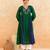 Emerald Green Blue Embroidered Cotton Kurta Set