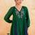 Emerald Green Blue Embroidered Cotton Kurta Set