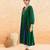 Emerald Green Blue Embroidered Cotton Kurta Set