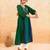 Emerald Green Blue Embroidered Cotton Kurta Set