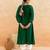 Emerald Green Blue Embroidered Cotton Kurta Set