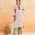 Off white floral printed cotton kurta set