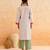 Off white floral printed cotton kurta set