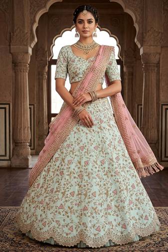 Silk sequins, thread & dori work Lehenga Set