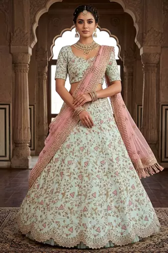 Silk sequins, thread & dori work Lehenga Set