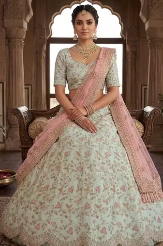 Silk sequins, thread & dori work Lehenga Set