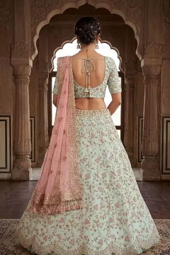 Silk sequins, thread & dori work Lehenga Set