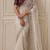 white sequin embroidery silk blend saree