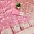 Pink zari woven banarasi silk blend saree with blouse piece