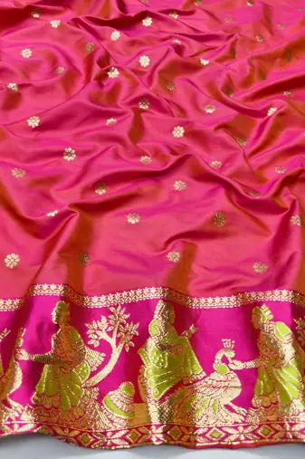 Lime zari woven silk blend saree with blouse piece