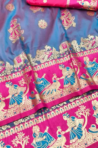 Light purple zari woven silk blend saree with blouse piece