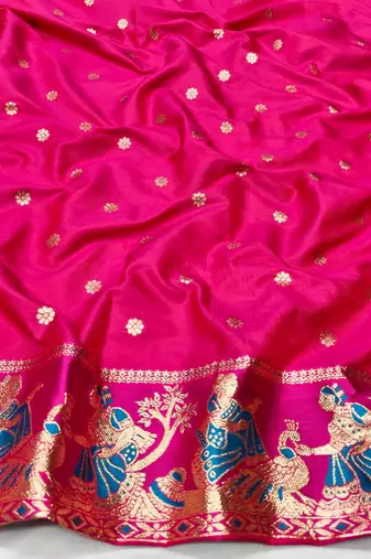 Light purple zari woven silk blend saree with blouse piece