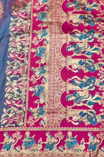 Light purple zari woven silk blend saree with blouse piece