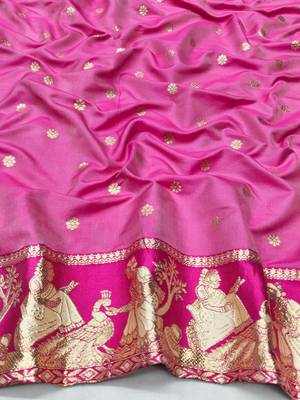 Cream zari woven silk blend saree with blouse piece 4