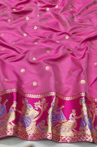 Lavender zari woven silk blend saree with blouse piece