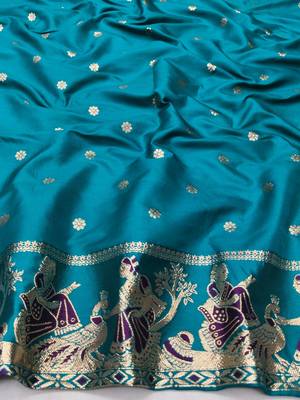 Purple zari woven silk blend saree with blouse piece 4