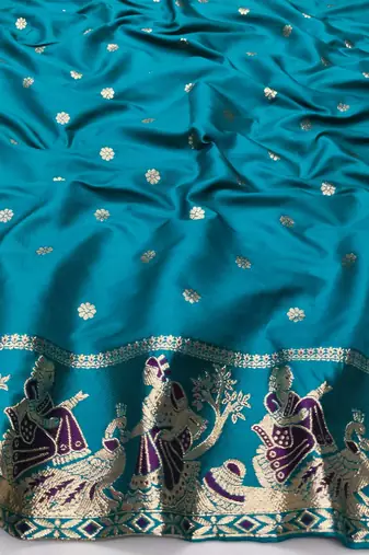 Purple zari woven silk blend saree with blouse piece