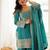 Sea green vichitra silk zari dori sequins embroidered pant suit