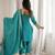 Sea green vichitra silk zari dori sequins embroidered pant suit